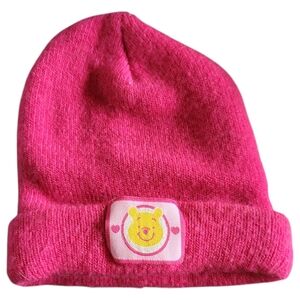 Vtg Disney Kid Pooh Hat Pink Beanie Girl's Sweater Cap